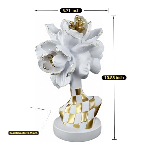 White and Gold African Lady Sculpture