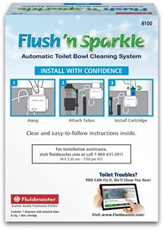 Fluidmaster 8100 Flush 'n Sparkle Automatic Toilet Bowl Cleaning System with Blue Cartridge, Upgraded Version - NestledHome