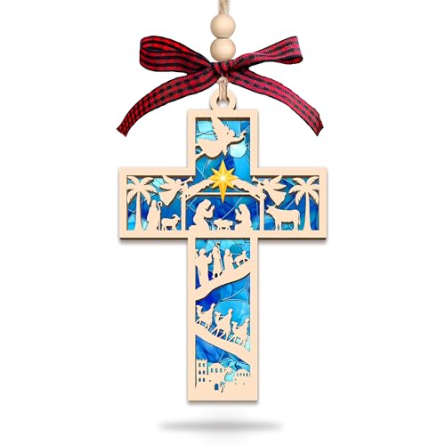 Nativity Cross Ornament for Christmas Tree