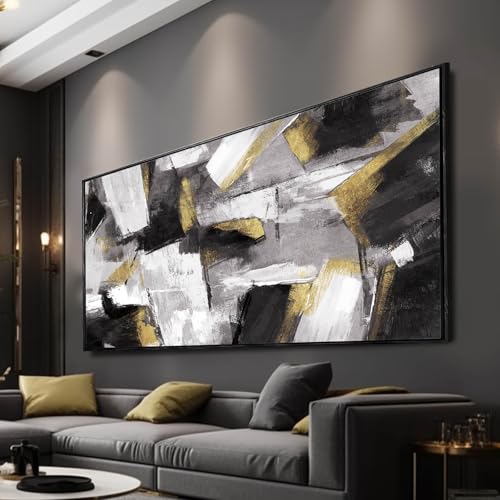 Large Abstract Wall Art for Living Room Gold Abstract Maximalist Decor for Bedroom Home Office Decor 30x60 Inch Ready to Hang