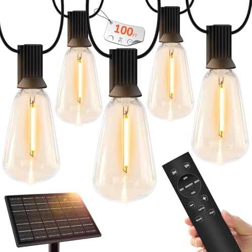 100 FT Solar String Lights Outdoor Waterproof with Remote & USB Port (100 Foot)