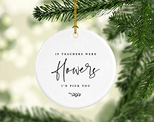 Round Ceramic Porcelain Christmas Tree Ornament for Teacher Thank You Appreciation Graduation Gift