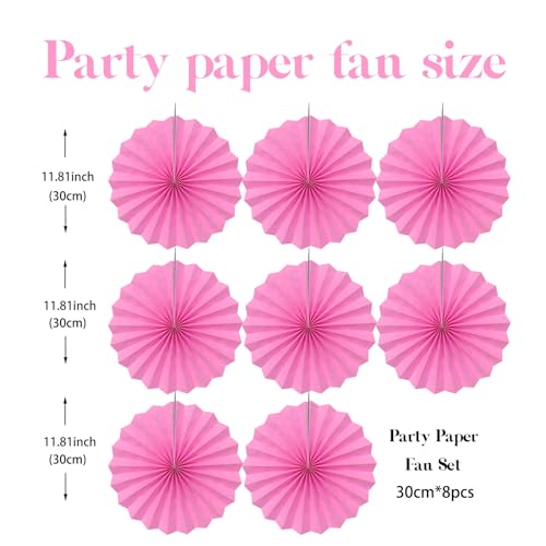 Hot Pink Party Decorations Hot Pink Hanging Paper Round Fans 12inch DIY (30 Count)