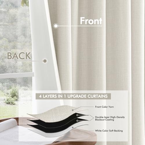 100% Blackout Back Tab Pleat Linen Curtains 50" Wx102 L (2 Count)
