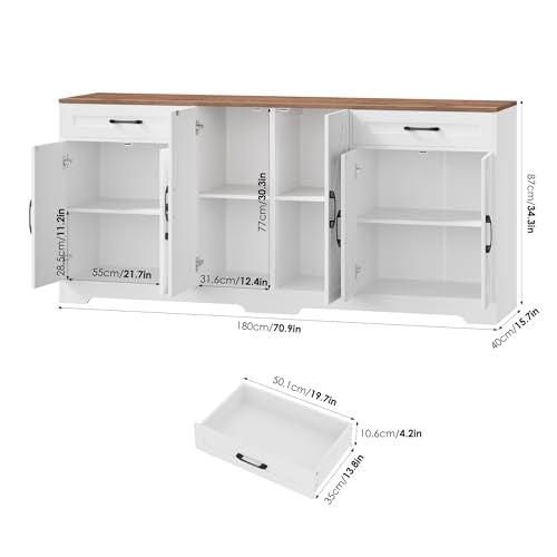 71” Large Kitchen Buffet Cabinet with Adjustable Shelves