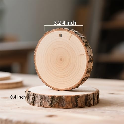 30PCS Pre Drilled Wood Slices with Holes (30 Count)