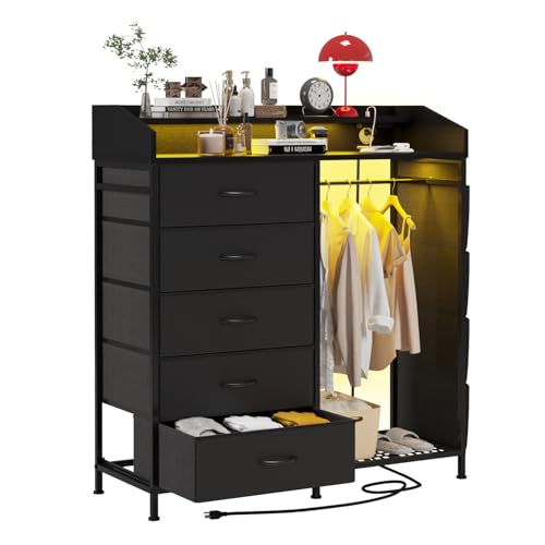 Dresser with Hanging Rack