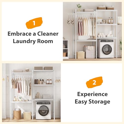 Double Row Over Washer and Dryer Storage Shelves