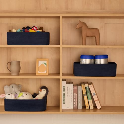Large Shallow Organizing Baskets 15x11x5.1 Inches (4 Count)