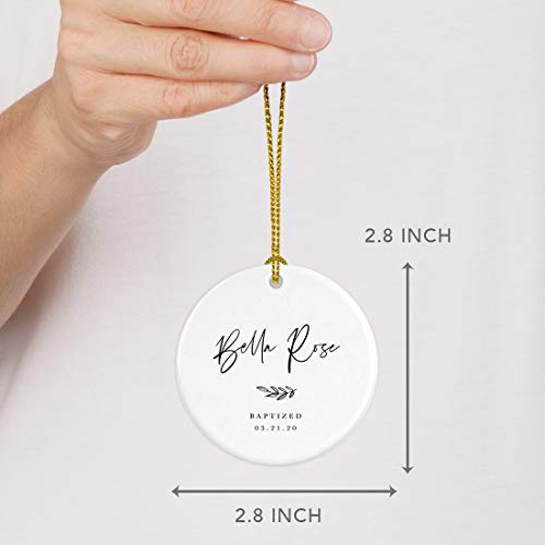 Personalized Round Ceramic Porcelain Christmas Tree Ornament Engagement Collectible Gift for Baby