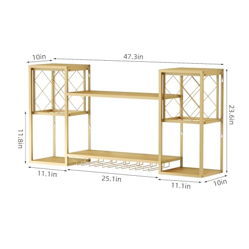Wall Mounted Wine Rack with Glass Holder for Home Bar Storage
