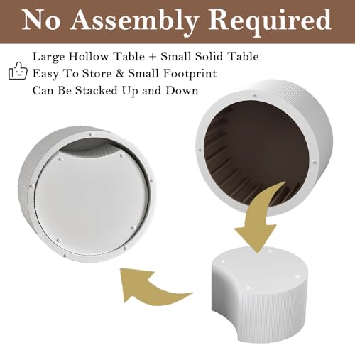 White Round Fluted Nesting Coffee Table Set of 2 (2 Count)