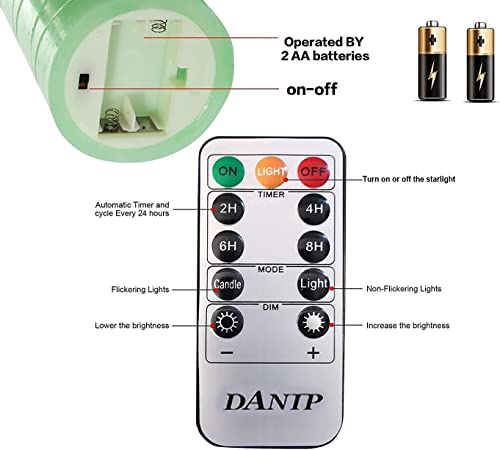 Green LED flameless Candle with Embedded Star String (3 Count)