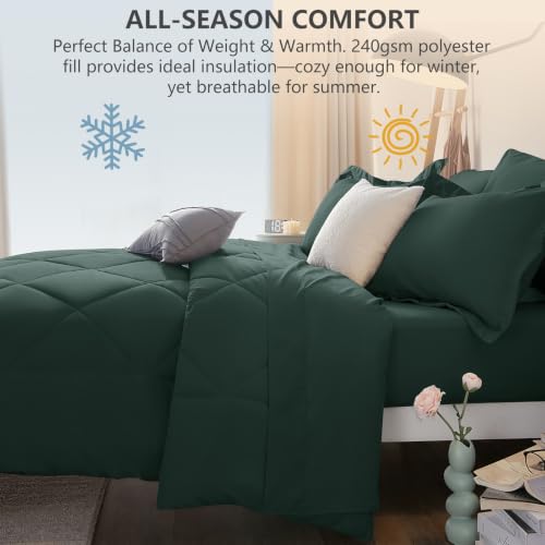 Full Comforter Set 82"x86" Forest Green
