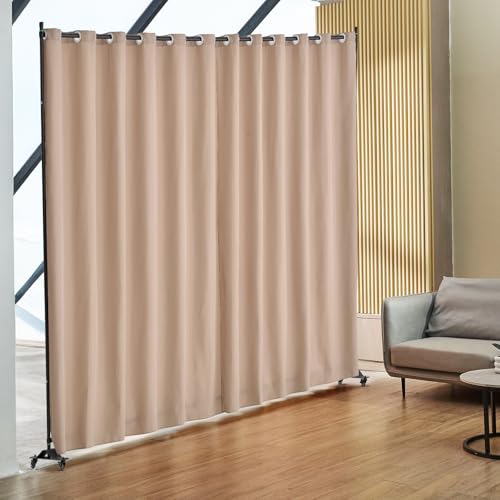 Room Divider Portable Panel Room Divider with Wheels Curtain Divider Stand