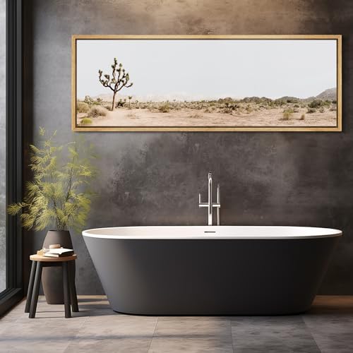 Large Framed Canvas Print Wall Art Desert Solitude Joshua Tree Landscape Antique Retro Fine Art Illustrations Decorative Colorful for Bedroom