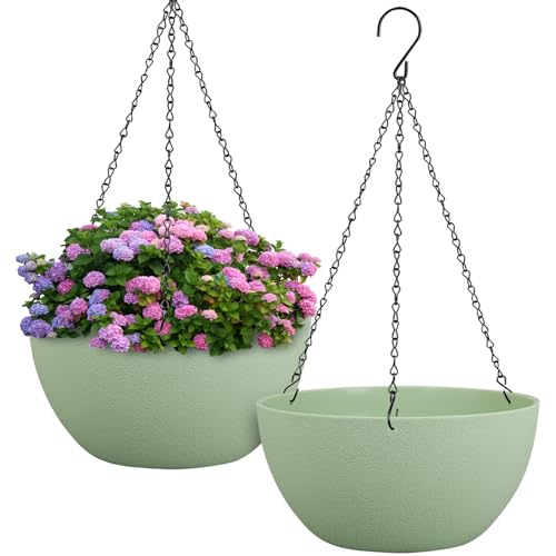 12 inch Large Hanging Planters Plant Pots for Indoor Outdoor Plants (2 Count)