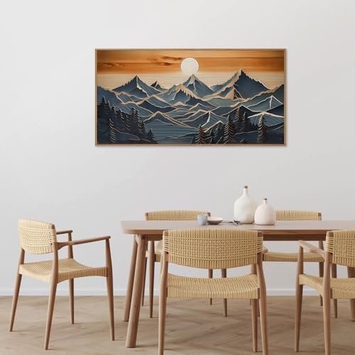 Large Mountains Framed Canvas Wall Art