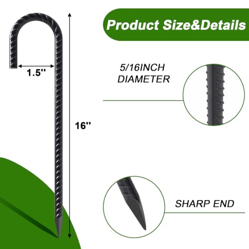 J Hook Rebar Stakes 16 Inch (24 Count)