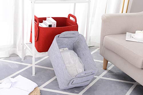 Storage Basket Felt Storage Bin Collapsible& Convenient Box Organizer with Carry Handles for Office Bedroom Closet Babies Nursery Toys Laundry