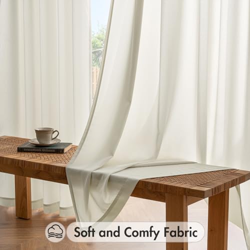 Ivory Privacy Sheer Curtains 2 Panels 42W x 72L (2 Count)