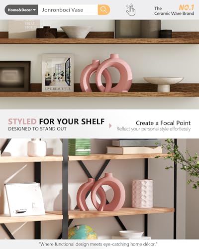 Set of 2 Pink Ceramic Vases for Home Decor Accents