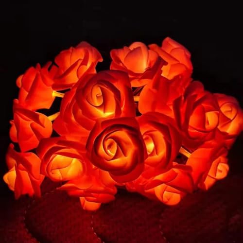 Everlasting Splashes LED Rose Flower Fairy String Lights Battery Operated Warm Flashing Light Romantic Proposal Wedding Birthday Christmas Thanksgiving DIY Indoor Outdoor Decorations