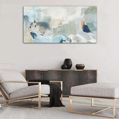 Abstract Canvas Wall Art Teal Abstract Pictures Canvas Painting Modern Bluish Green Canvas Prints Turquoise Artwork Wall Decor for Living Room Bedroom Home Office Wall Decoration 29" x 58"