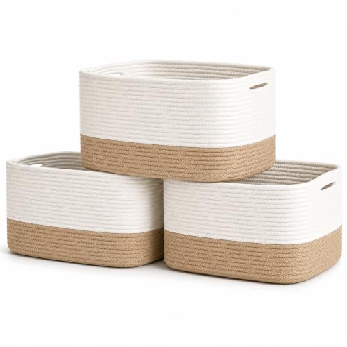 Cotton Rope Baskets for Shelves (3 Count)