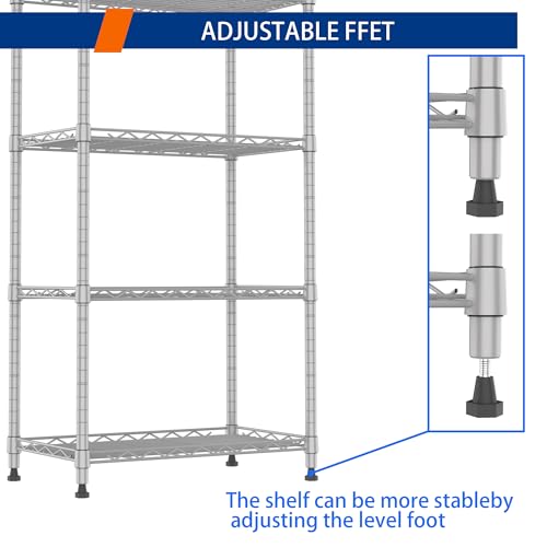5 Wire Shelving Metal Storage Rack Adjustable Shelves