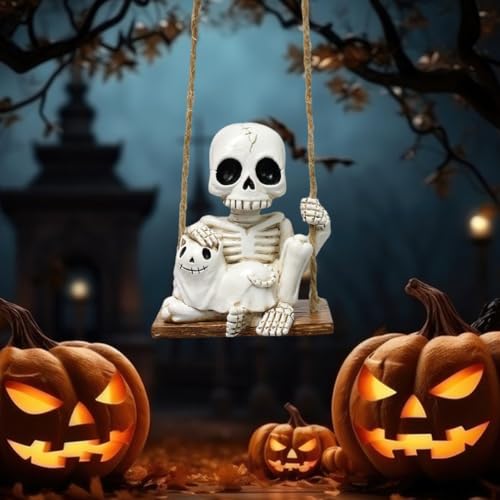 Halloween Resin Skeleton Swing Ornament