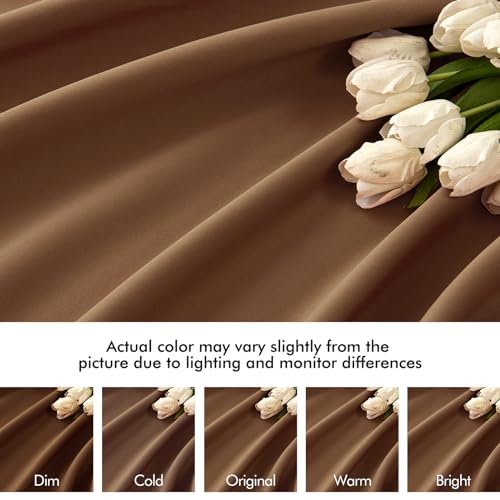 Cappuccino Brown Back Tab Blackout Curtains 52x120 Inch 2 Panels Set (2 Count)