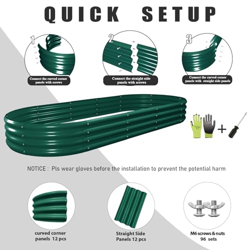 2 Pack 8x3x1FT Galvanized Raised Garden Bed Large Metal Planter Box Kit Elevated Raised Garden Planters for Outdoor Plants