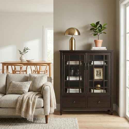 Connaught 46" Solid Wood Tall Cabinet in Dark Chestnut Brown