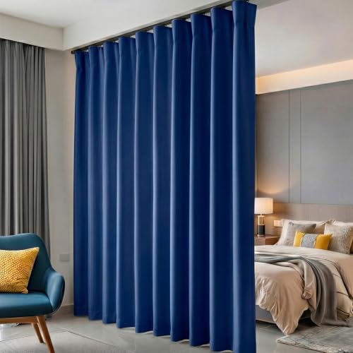 Room Divider Curtains Blackout Floor to Ceiling Curtain with Hook Sliding Door Curtains Ceiling Mount Extra Wide Curtain Wall Divider for Room Separation