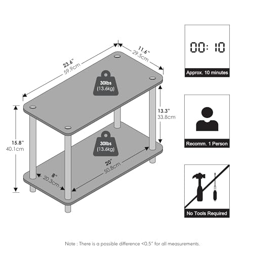 Turn-N-Tube Night Stand, Rectangle Nightstand with Open Shelf, Toolless Assembly Side Table, End Table, for Living Room, Bedroom, Beech