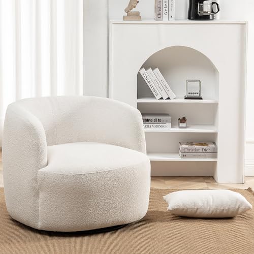 34" W Boucle Swivel Barrel Chairs with Pillow Set of 2 (2 Count)