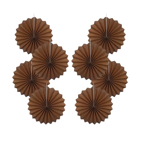 Brown Party Decorations 12in Hanging Paper Fans DIY Set (30 Count)