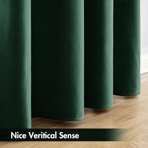 Emerald Green Blackout Velvet Curtains Drapes 96 Inch Long 52"x96" (2 Count)