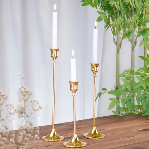 Metal Candle Holders for Candlesticks Taper Candlestick Holders Set Vintage Decorative Centerpiece Candelabra Tall Candle Stands (6 Count)