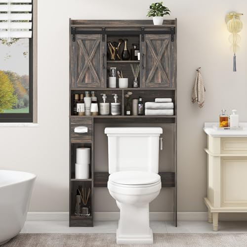 Over The Toilet Storage Cabinet with Sliding Doors