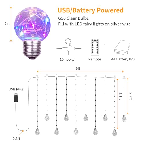 Wishing Ball Curtain Lights 200 LED Window Curtain String Light with Remote