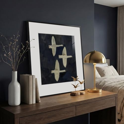 Framed Modern Black and White Bird Wall Art