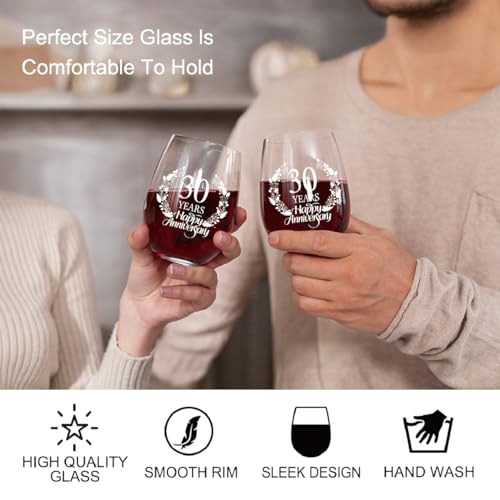 30 Years Happy Anniversary Wine Glass Set of 2 (2 Count)