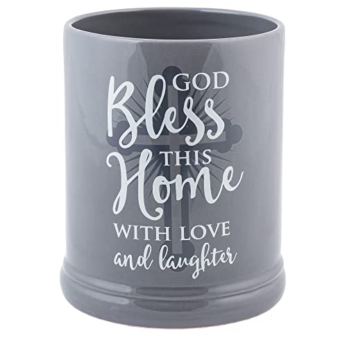 God Bless This Home with Love Grey Stoneware Electric Jar Candle Warmer
