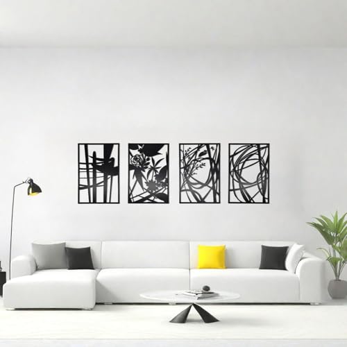 4 Pack Minimalist Metal Wall Art Decor (4 Count)