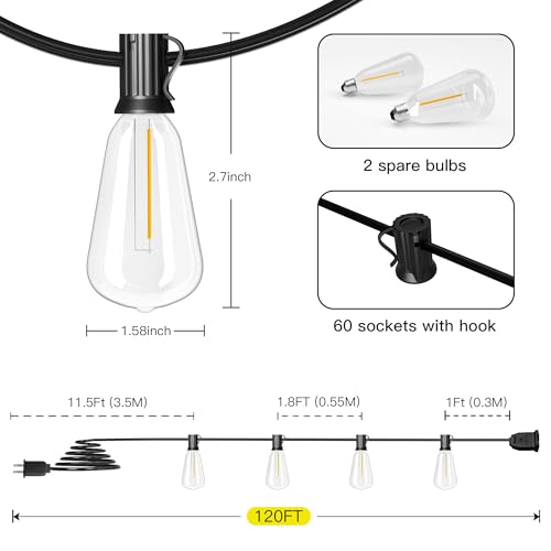 120FT Outdoor String Lights (120 Foot)