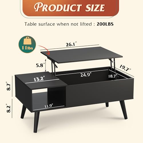 Lift Top Coffee Table with Hidden Storage