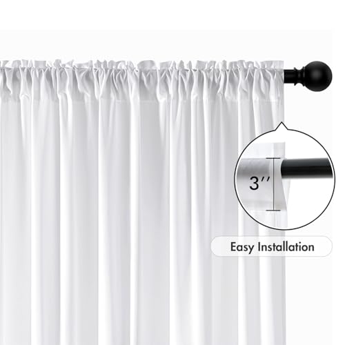 White Privacy Sheer Curtains 2 Panels 42W x 92L (2 Count)