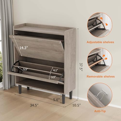 Shoe Cabinet with 2 Flip Drawers